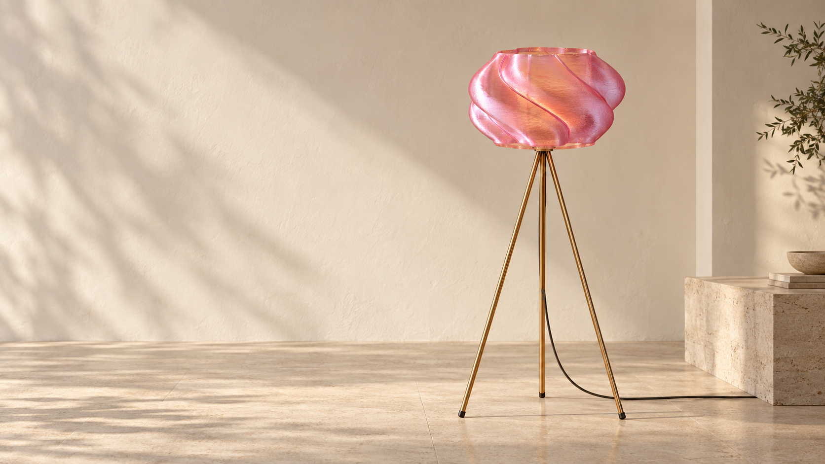 Elio floor lamp, unlit, in a minimal architectural setting